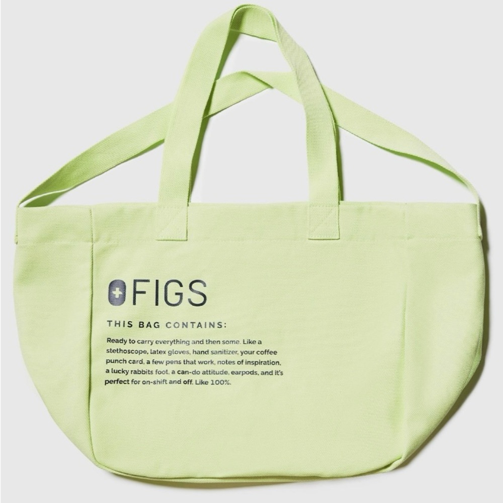 FIGS Canvas Fabric Tote Bag Large Mint Galaxy Limited Edition
